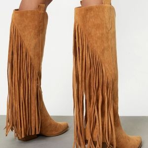 Suede fringe boots